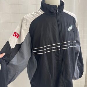 Vintage Style Reebok NFL Eagles Sports Illustrated Windbreaker Track Jacket Mens